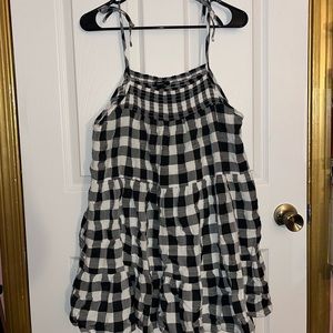 Forever 21 Black & White Gingham Babydoll Dress